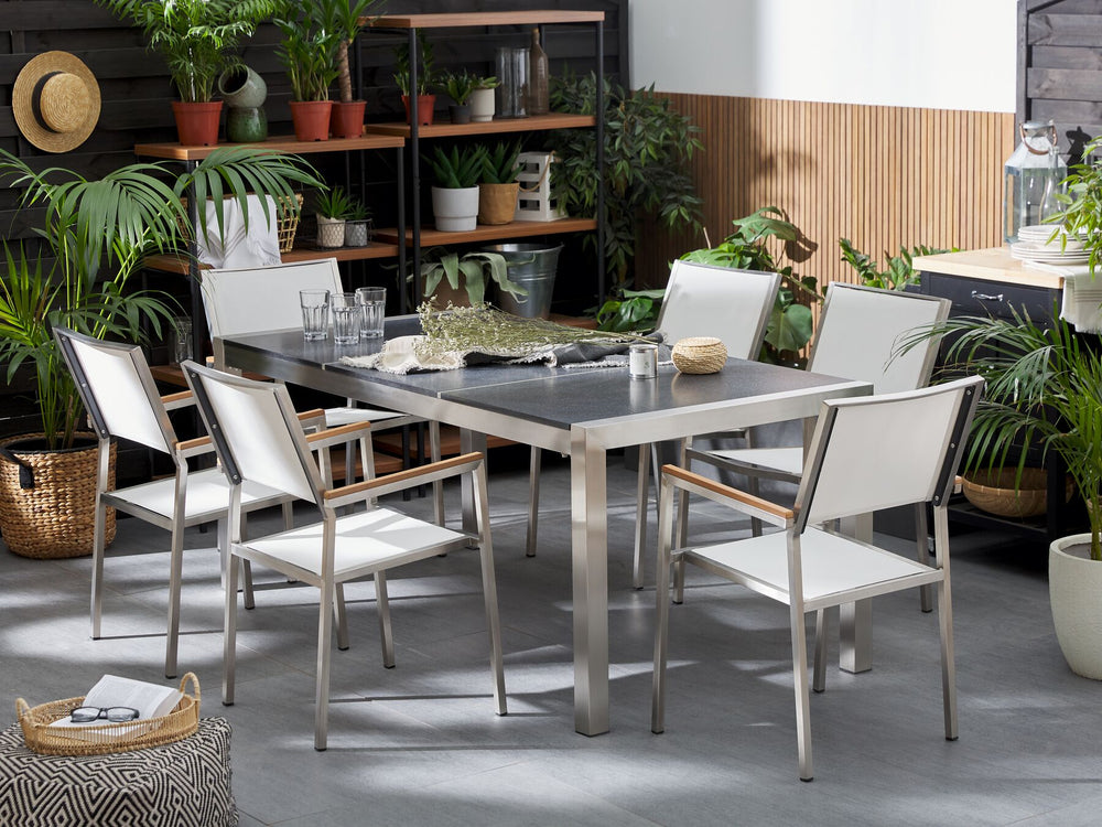 Grosseto Garden Dining Table 180 cm 90 cm Flamed Granite Graphite Grey