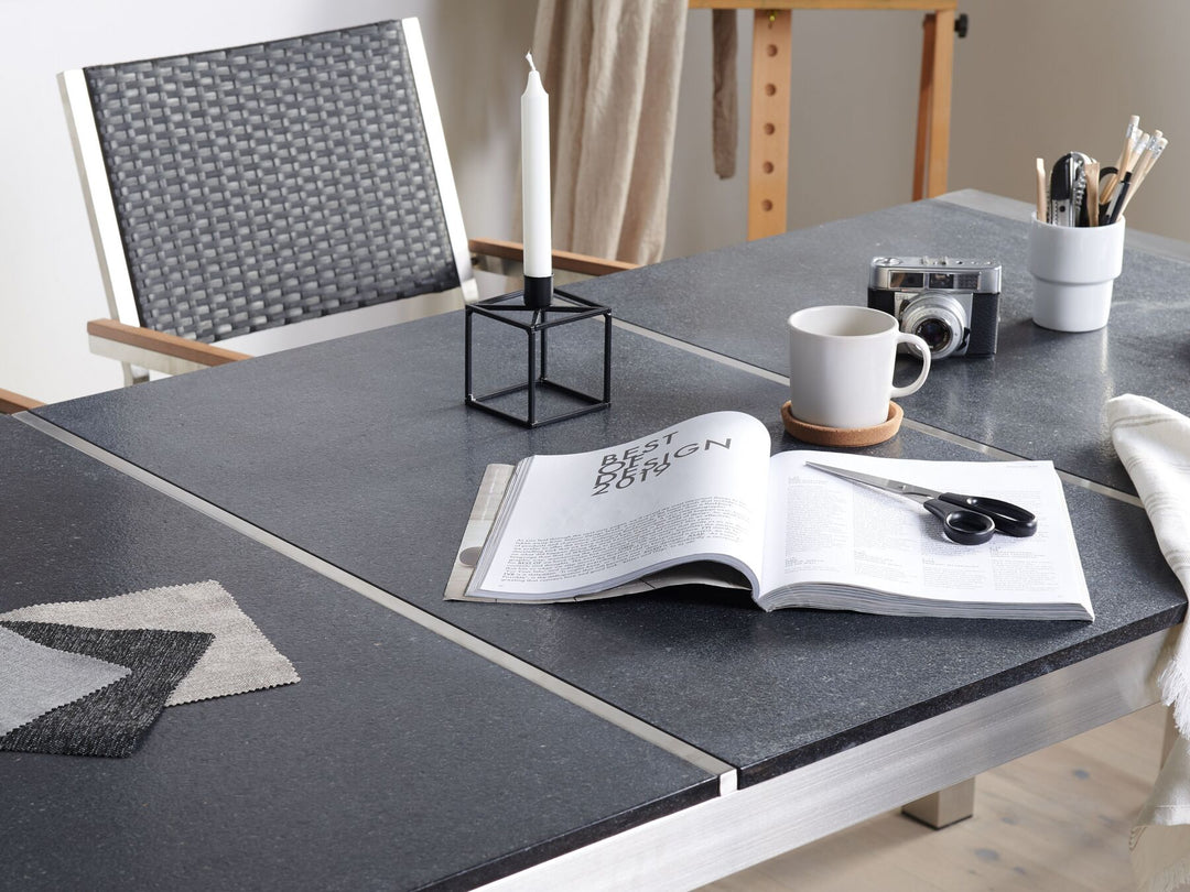 Grosseto Garden Dining Table 180 cm 90 cm Flamed Granite Graphite Grey