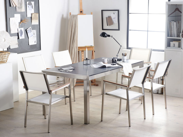 Grosseto Garden Dining Table 180 cm 90 cm Flamed Granite Graphite Grey