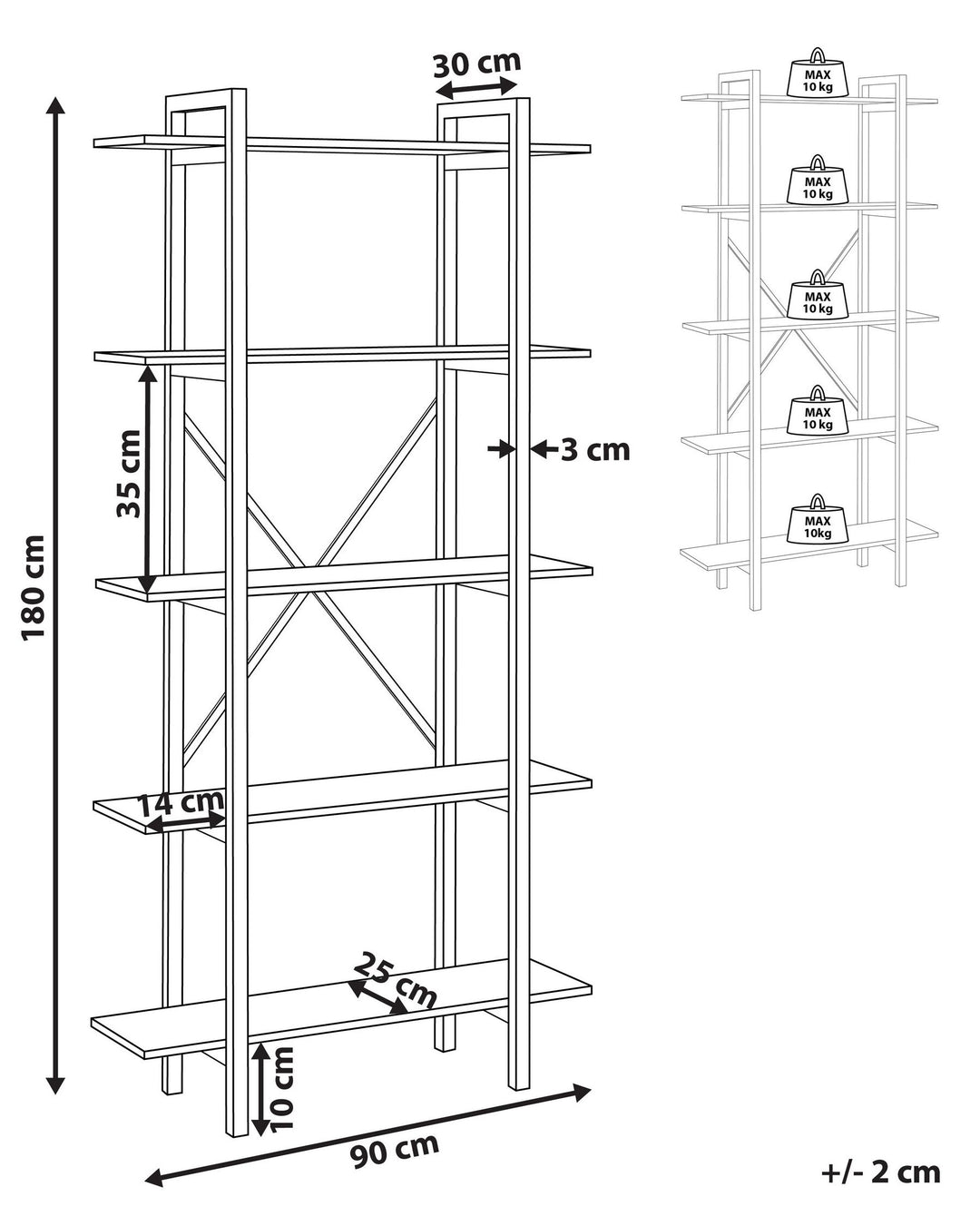 5 Tier Shelving Unit 180 cm Dark Brown Harvey