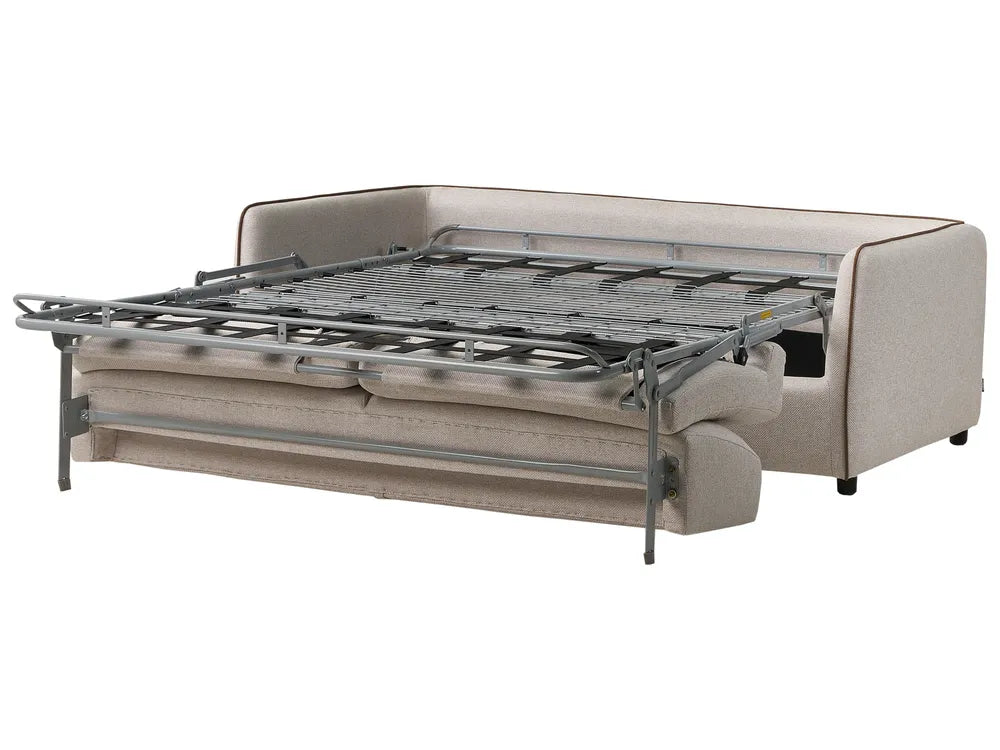 Sofa Bed 2 Seater Fabric Light Beige Owen