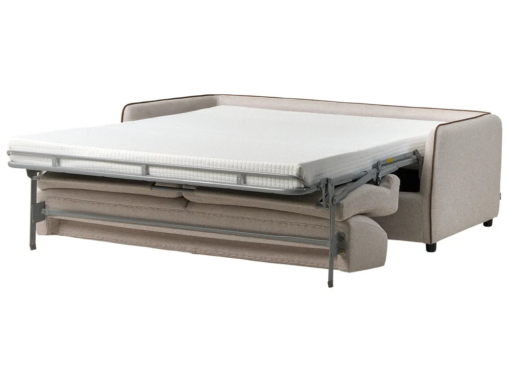 Sofa Bed 2 Seater Fabric Light Beige Owen