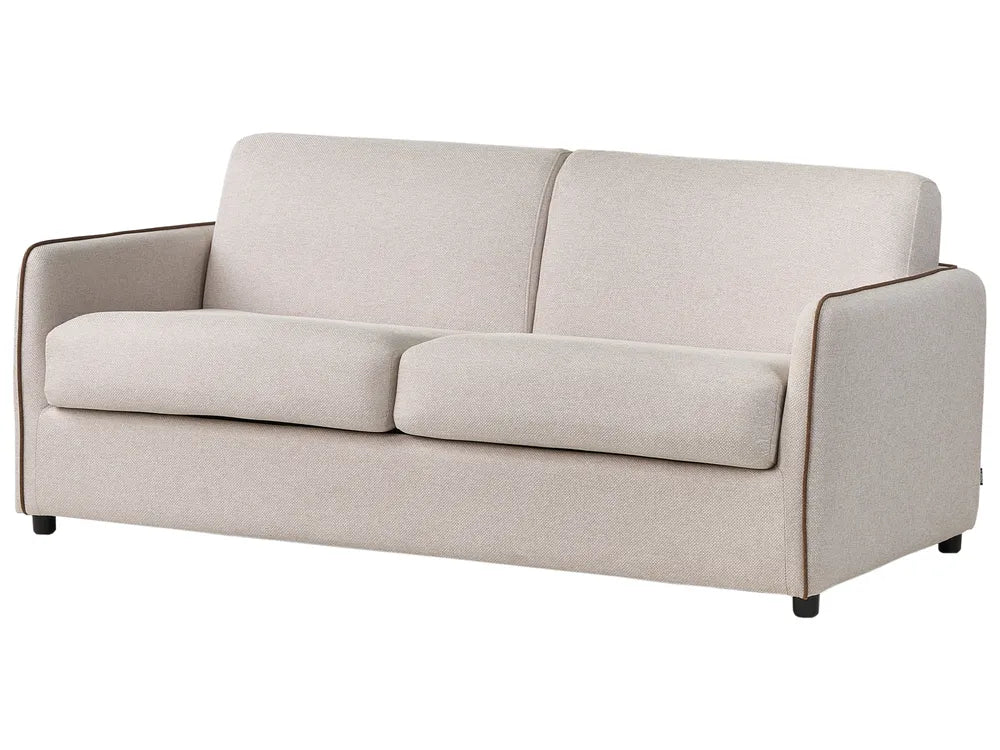 Sofa Bed 2 Seater Fabric Light Beige Owen