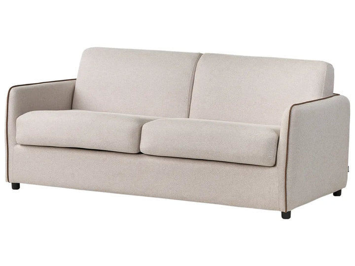 Sofa Bed 2 Seater Fabric Light Beige Owen