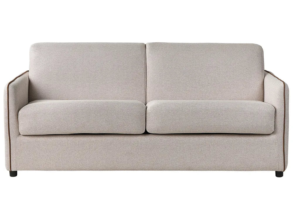 Light beige fabric 2 seater sofa bed with modern Scandinavian design