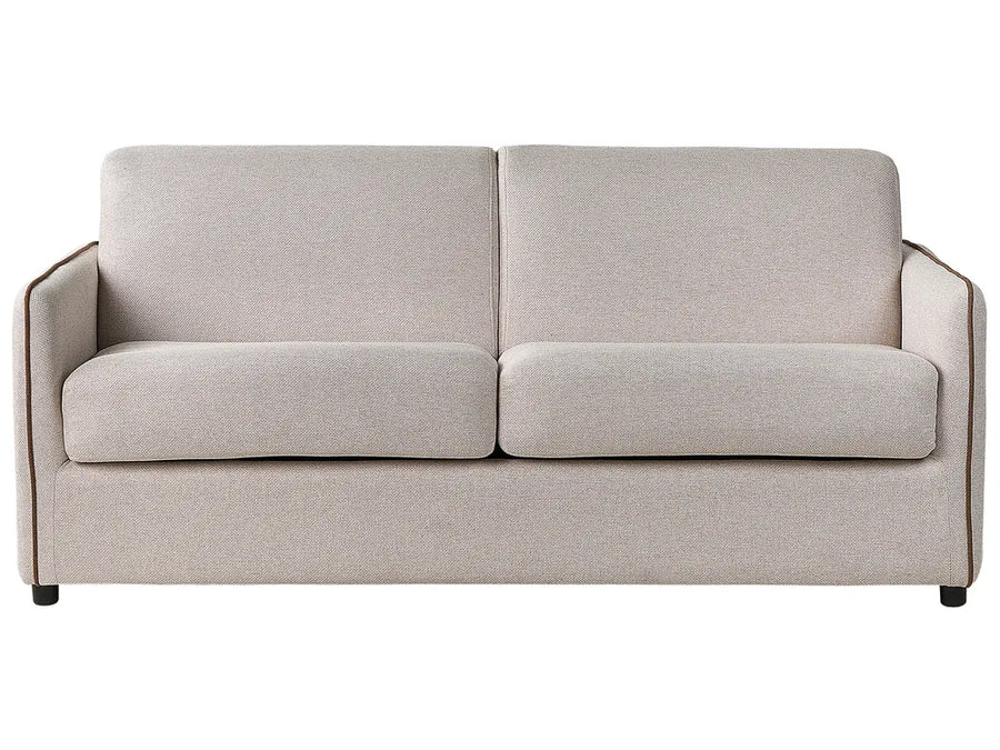 Light beige fabric 2 seater sofa bed with modern Scandinavian design