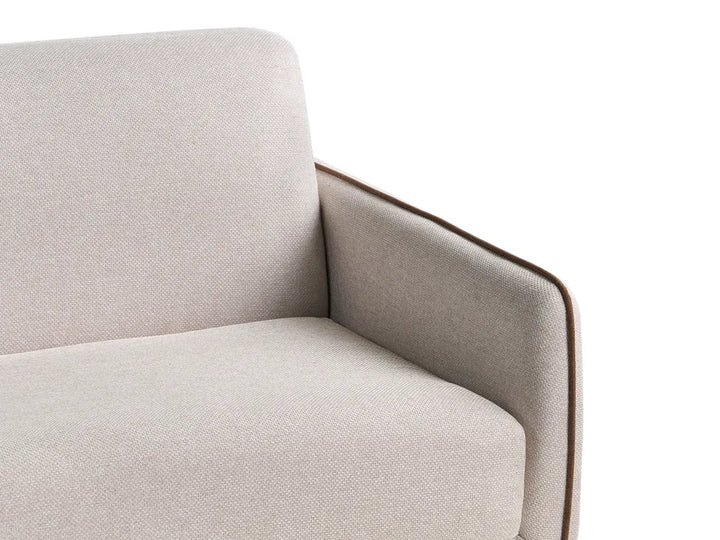 Sofa Bed 2 Seater Fabric Light Beige Owen