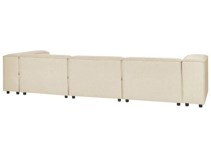 Modular Corner Sofa 3 Seater Faux Linen Beige Right Hand Travison