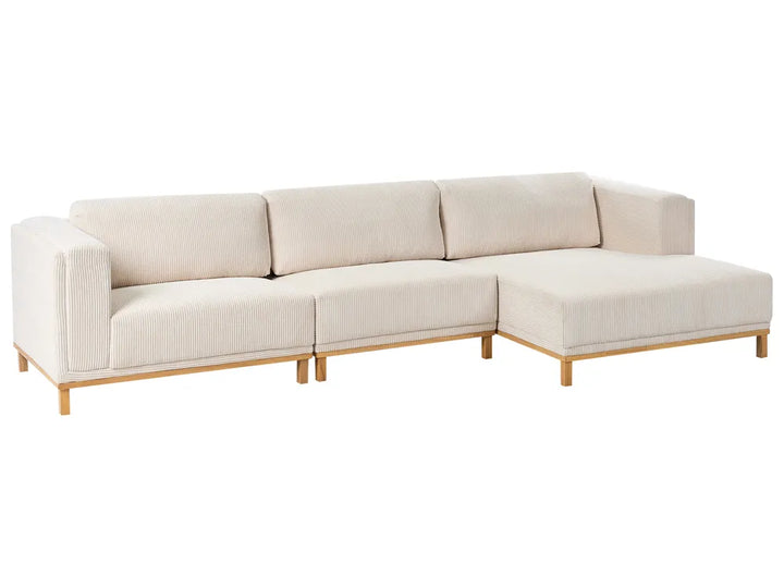 Corner Sofa 5 Seater Corduroy Light Beige Left Hand Josanna