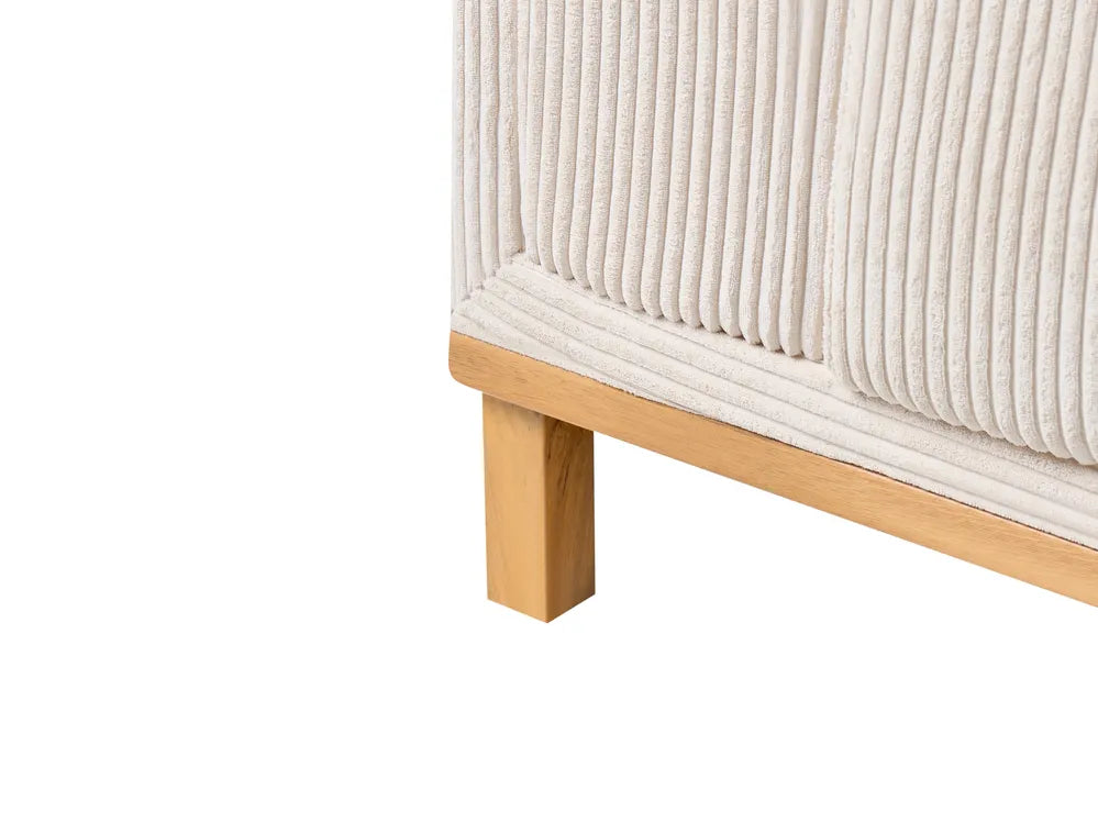 Corner Sofa 5 Seater Corduroy Light Beige Left Hand Josanna