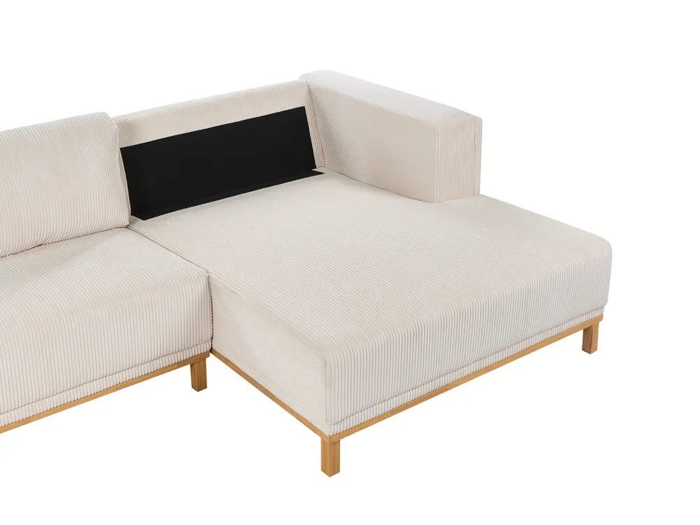 Corner Sofa 5 Seater Corduroy Light Beige Left Hand Josanna