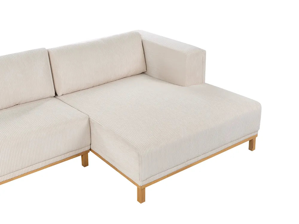 Corner Sofa 5 Seater Corduroy Light Beige Left Hand Josanna