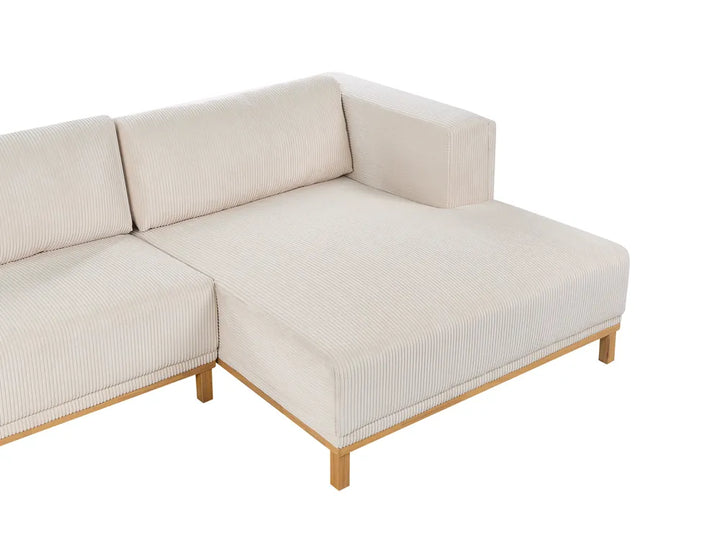 Corner Sofa 5 Seater Corduroy Light Beige Left Hand Josanna
