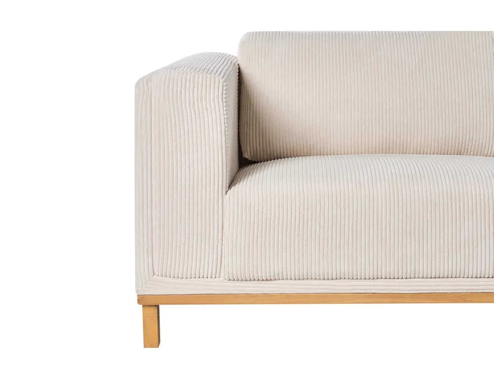 Corner Sofa 5 Seater Corduroy Light Beige Left Hand Josanna
