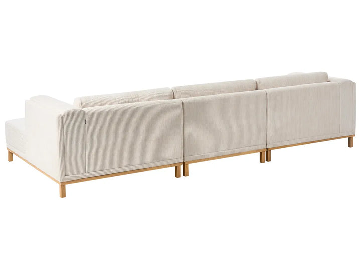 Corner Sofa 5 Seater Corduroy Light Beige Left Hand Josanna