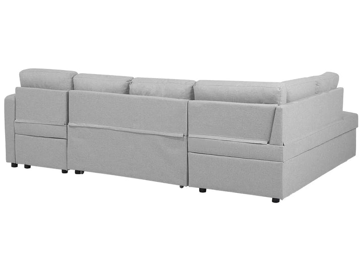 U-Shape Sofa Bed 4 Seater Fabric Light Grey with Storage Kellems