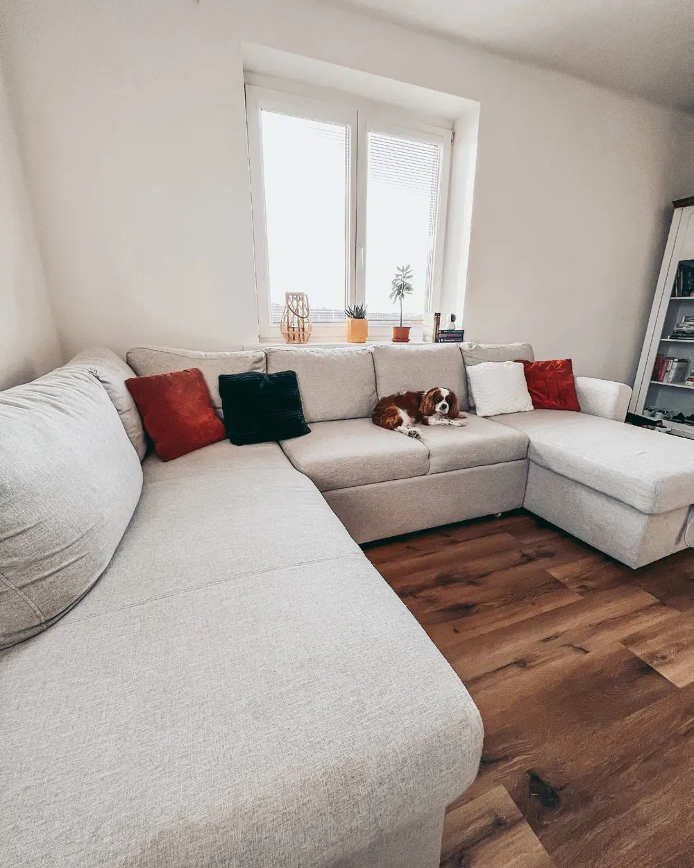 U-Shape Sofa Bed 4 Seater Fabric Light Grey with Storage Kellems