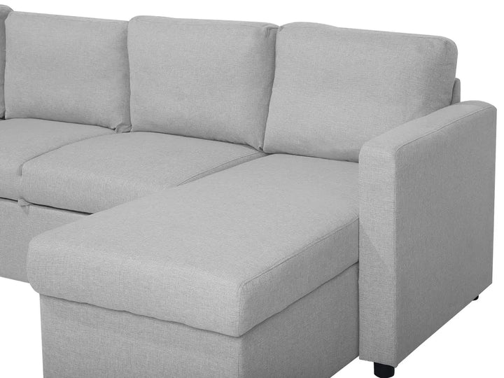 U-Shape Sofa Bed 4 Seater Fabric Light Grey with Storage Kellems
