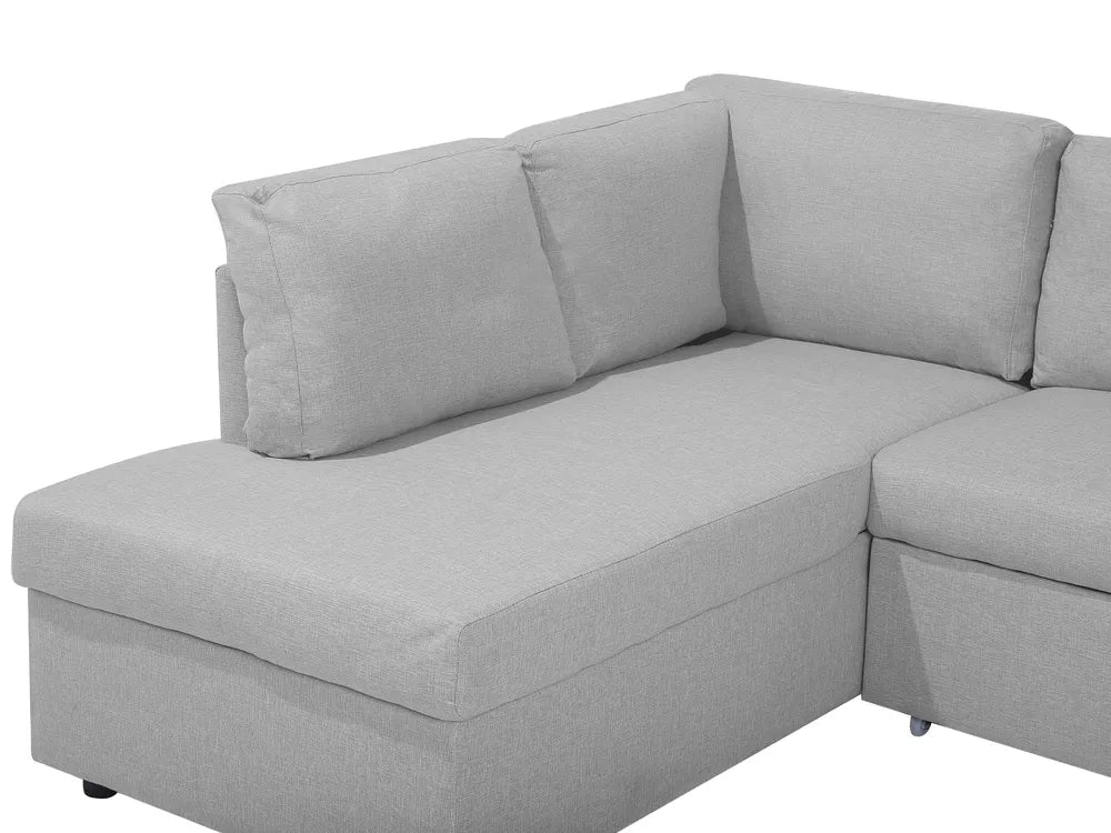 U-Shape Sofa Bed 4 Seater Fabric Light Grey with Storage Kellems
