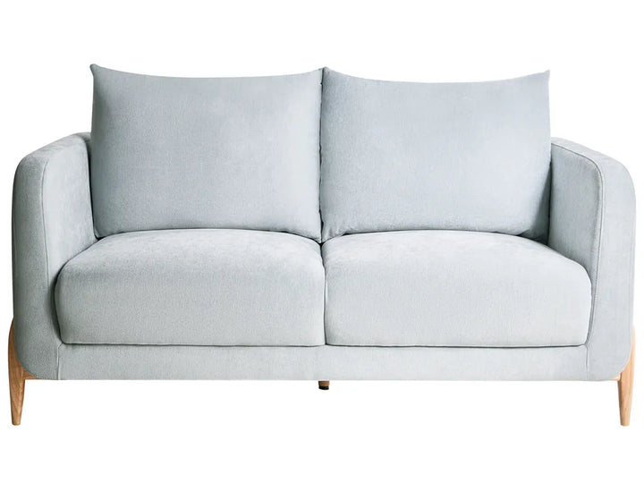 Gray sofa with wooden legs on a white background