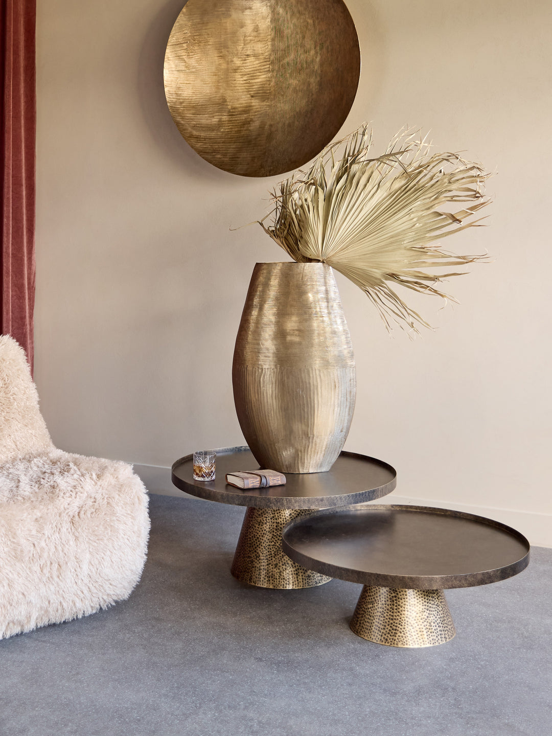 Libra Sandbanks Set of 2 Iron Coffee Tables in Rustic Antique Gold