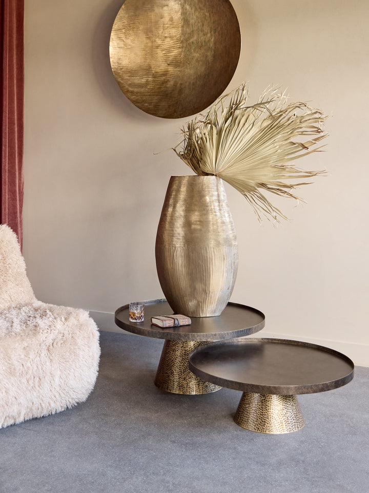 Libra Sandbanks Set of 2 Iron Coffee Tables in Rustic Antique Gold