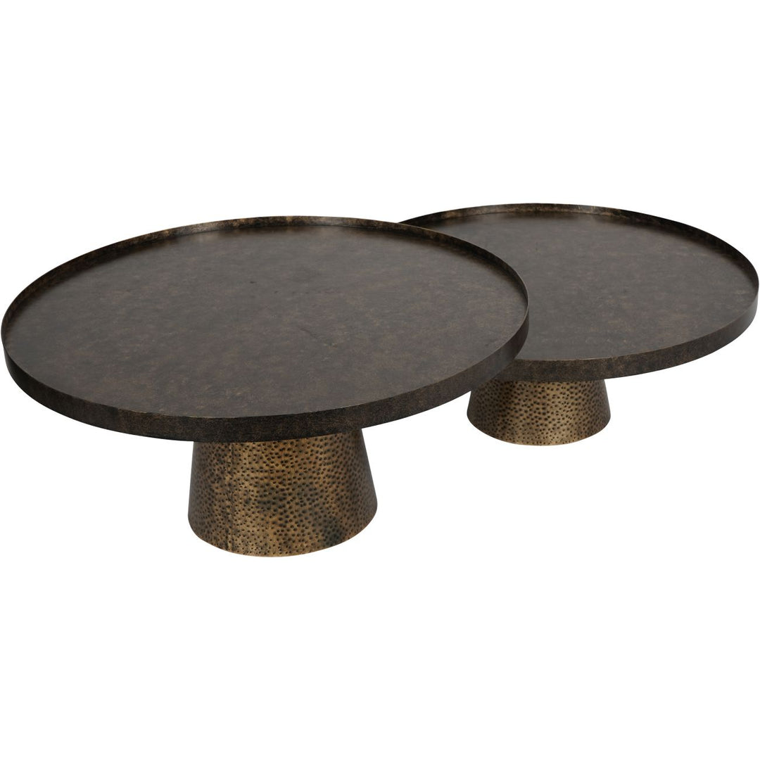 Libra Sandbanks Set of 2 Iron Coffee Tables in Rustic Antique Gold