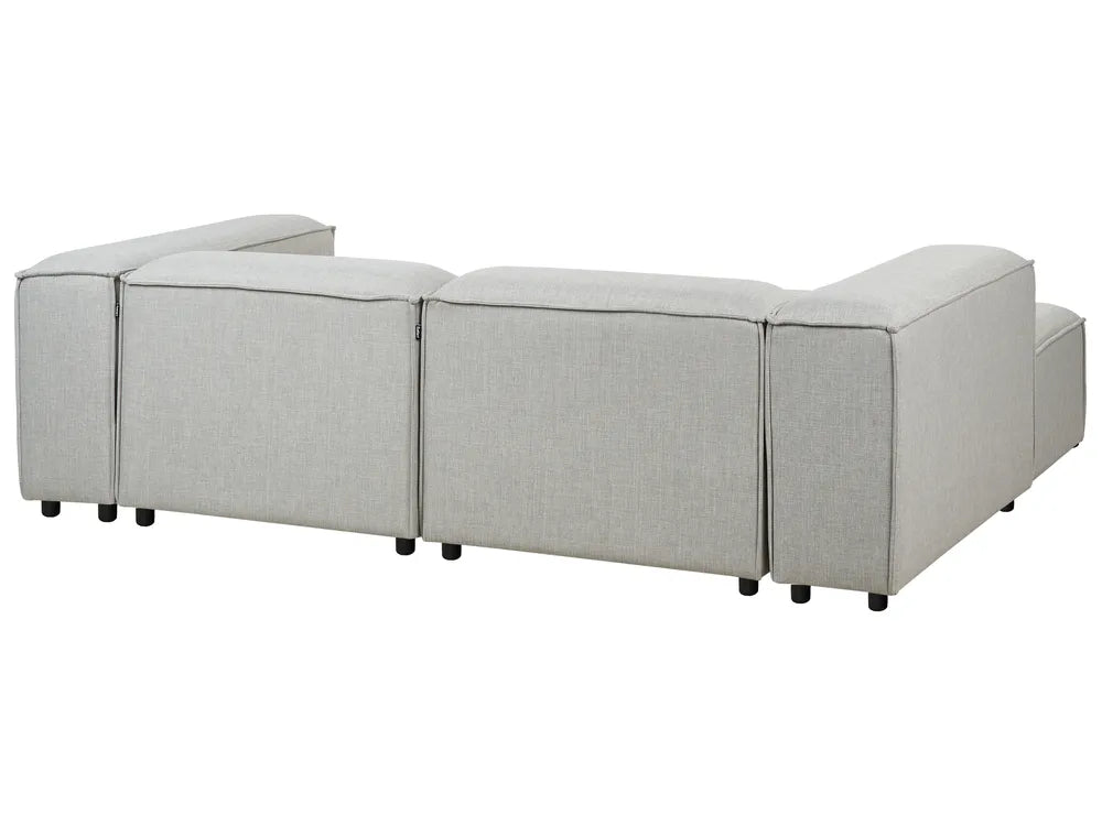 Modular Corner Sofa 3 Seater Fabric Light Grey with Ottoman Right Hand Oakham
