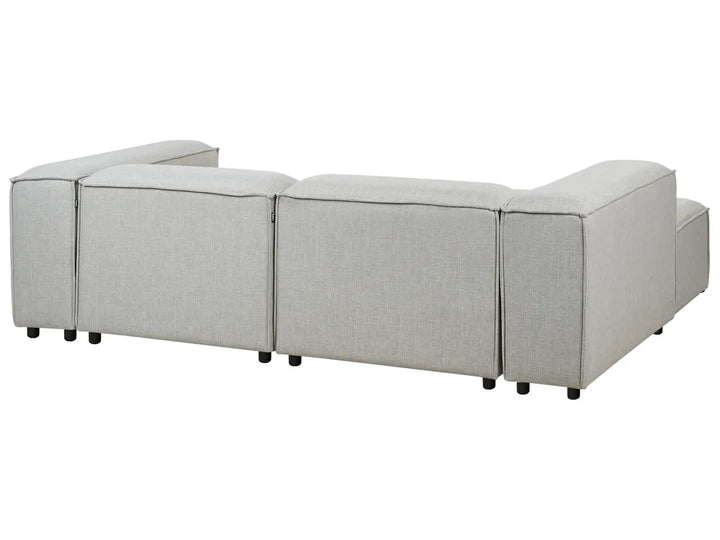 Modular Corner Sofa 3 Seater Fabric Light Grey with Ottoman Right Hand Oakham