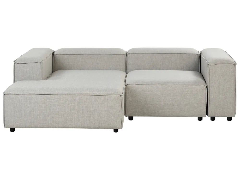 Modular Corner Sofa 3 Seater Fabric Light Grey with Ottoman Right Hand Oakham