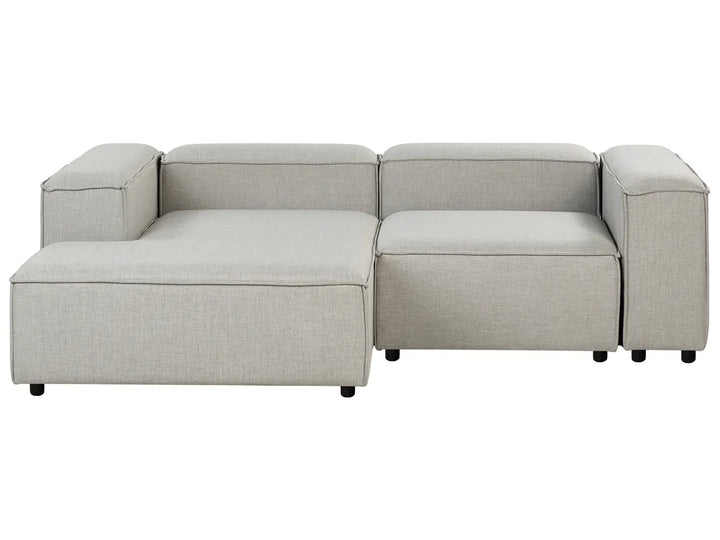 Modular Corner Sofa 3 Seater Fabric Light Grey with Ottoman Right Hand Oakham