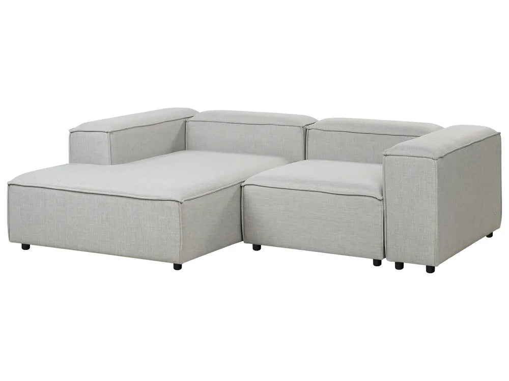 Modular Corner Sofa 3 Seater Fabric Light Grey with Ottoman Right Hand Oakham
