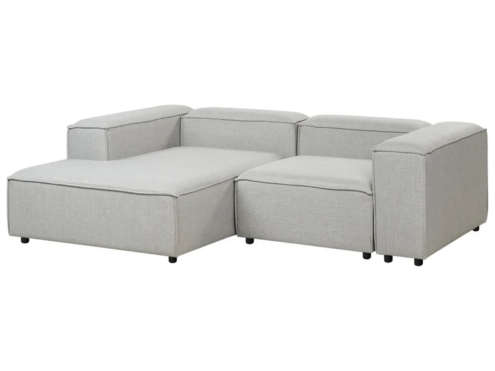 Modular Corner Sofa 3 Seater Fabric Light Grey with Ottoman Right Hand Oakham