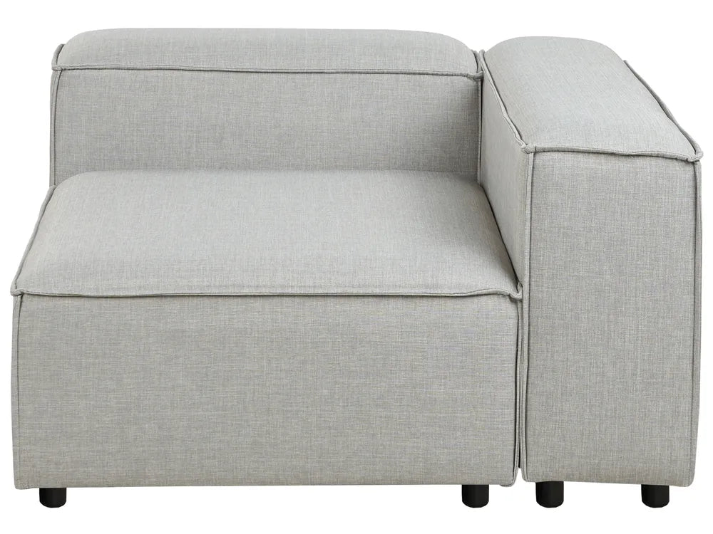 Modular Corner Sofa 3 Seater Fabric Light Grey with Ottoman Right Hand Oakham