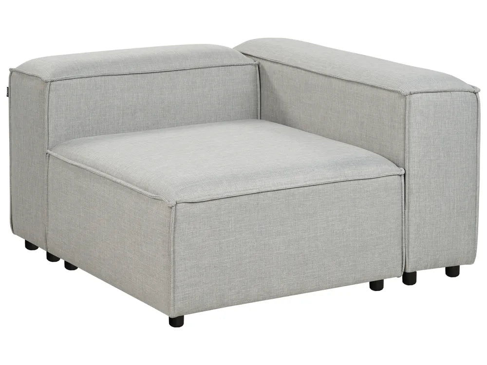 Modular Corner Sofa 3 Seater Fabric Light Grey with Ottoman Right Hand Oakham