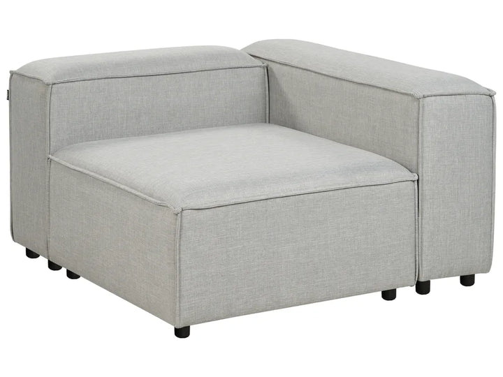 Modular Corner Sofa 3 Seater Fabric Light Grey with Ottoman Right Hand Oakham