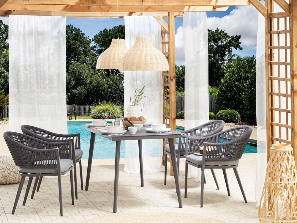 Mileto Garden Dining Table 140 cm 80 cm Glass Grey