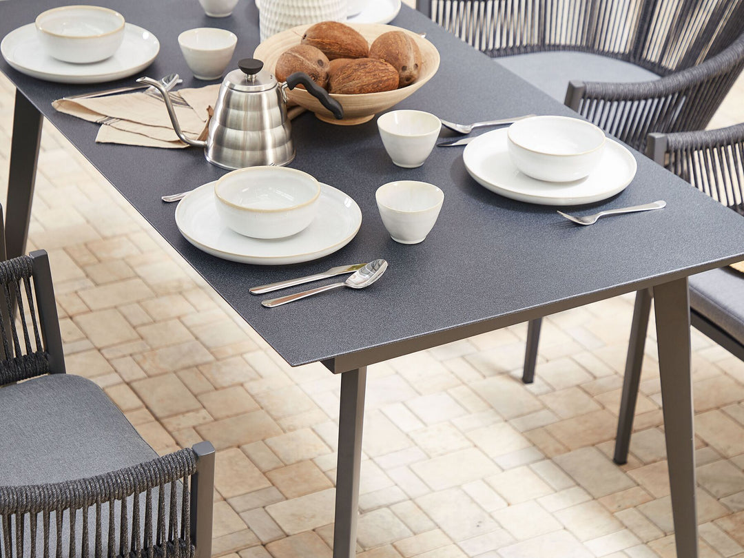 Mileto Garden Dining Table 140 cm 80 cm Glass Grey
