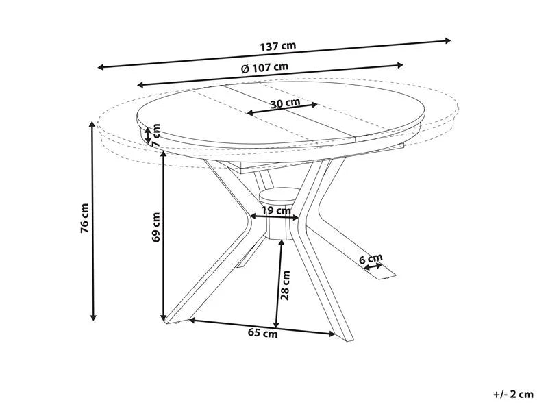 Extending Dining Table Dark Oak 107/137 cm 107 cm Bergmans