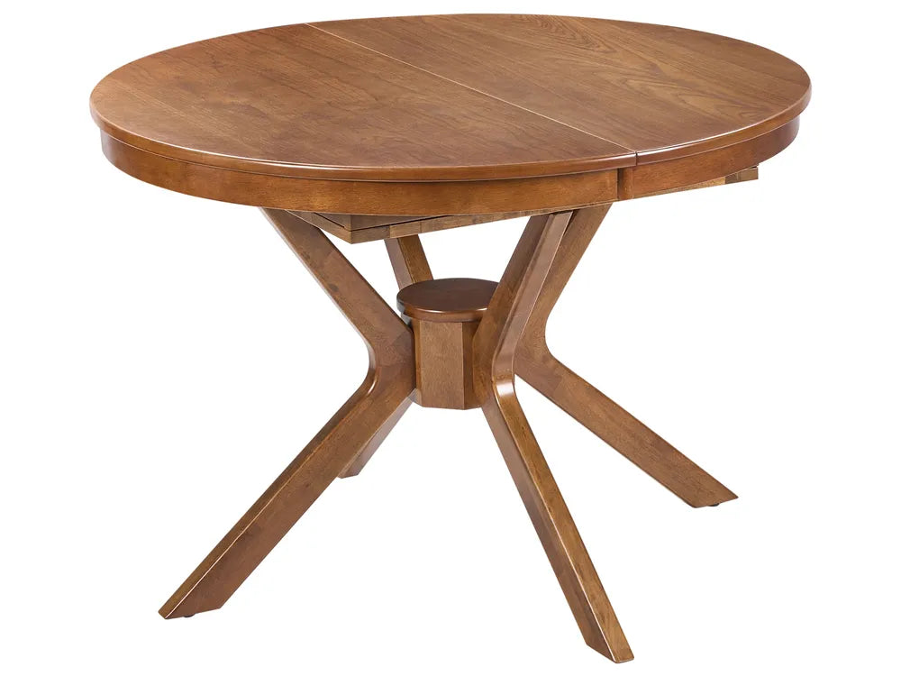Wooden round table with a white background