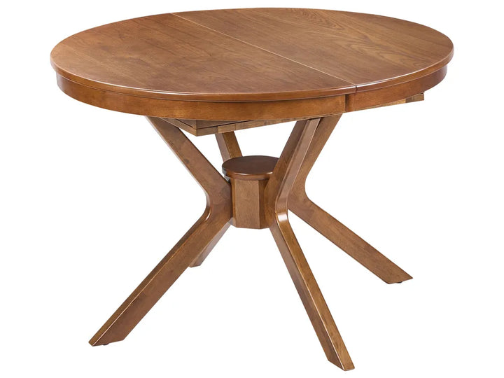 Wooden round table with a white background