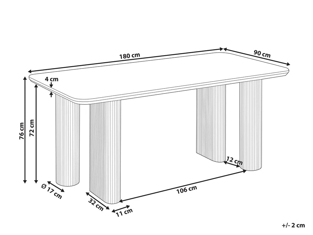 Dining Table Travertine Effect 180 cm 90 cm Turgeon