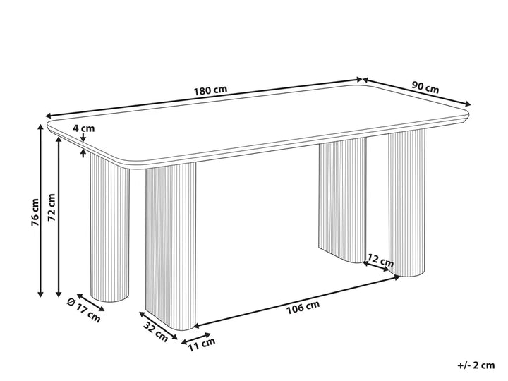 Dining Table Travertine Effect 180 cm 90 cm Turgeon