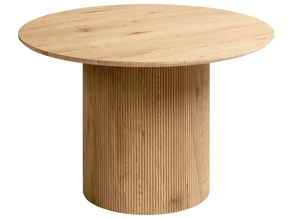 Wooden round table on a white background