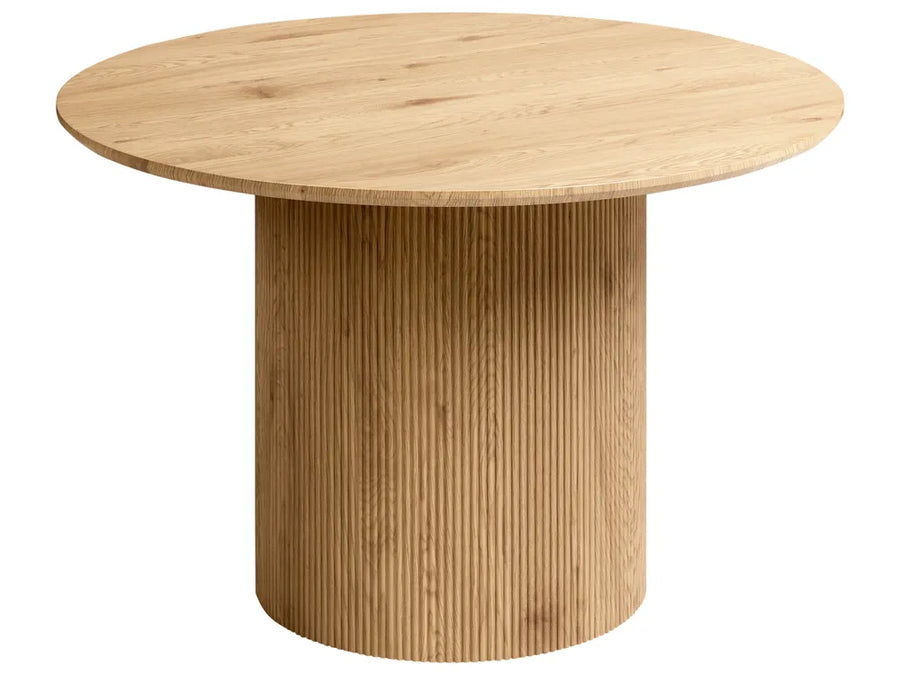 Wooden round table on a white background