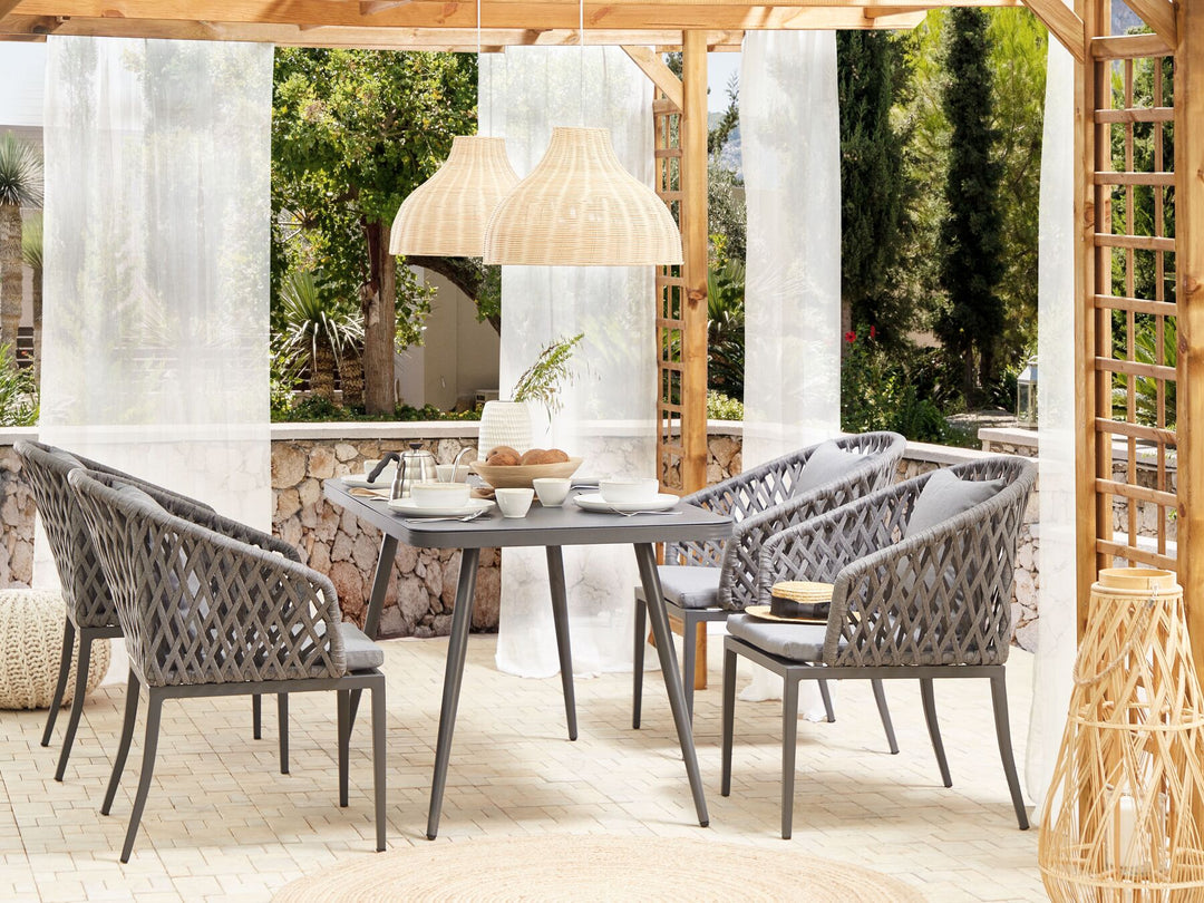 Lipari Garden Dining Table 140 cm 80 cm Glass Grey