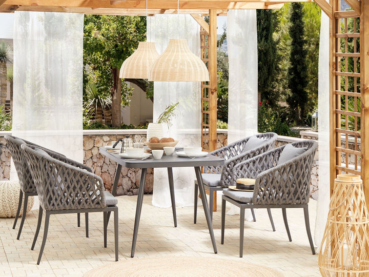 Lipari Garden Dining Table 140 cm 80 cm Glass Grey