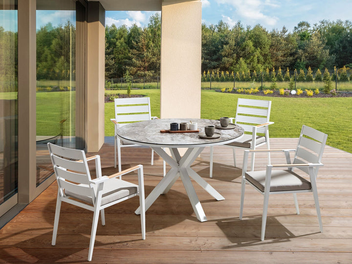 Malleto Garden Dining Table  120 cm 120 cm Glass Dark Grey