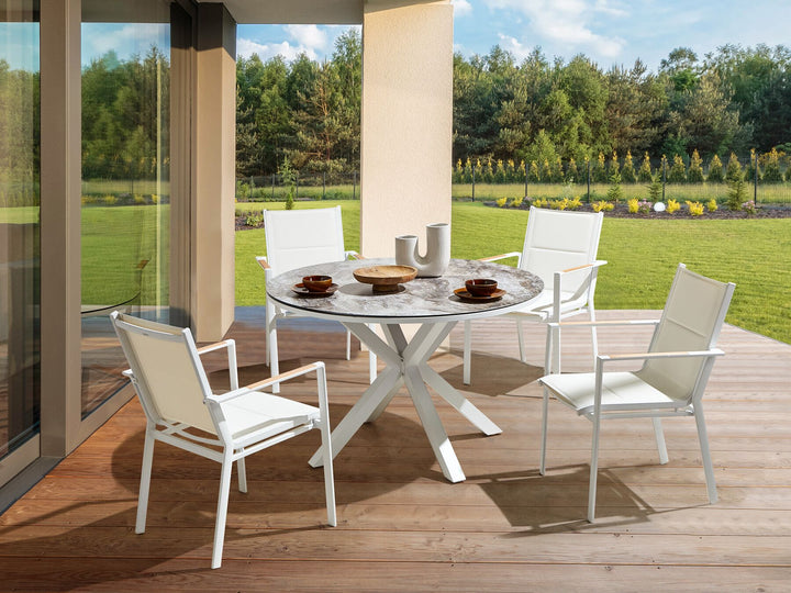 Malleto Garden Dining Table  120 cm 120 cm Glass Dark Grey