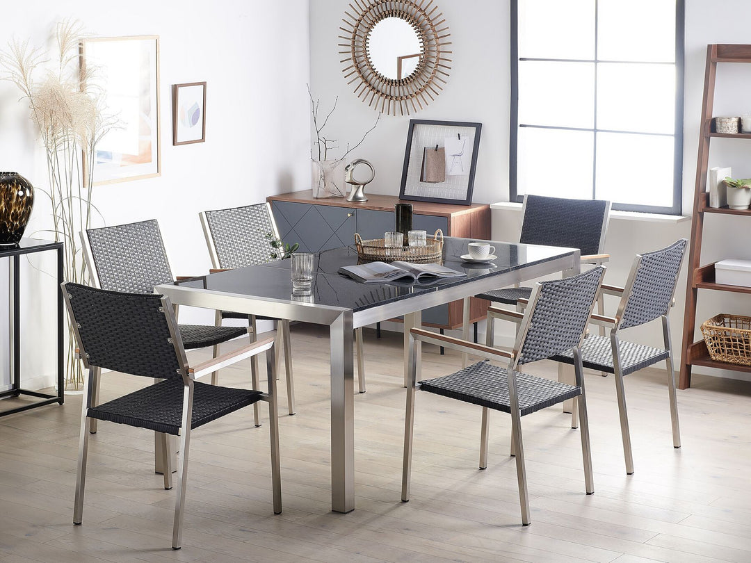 Grosseto Garden Dining Table 180 cm 90 cm Polished Granite Grey